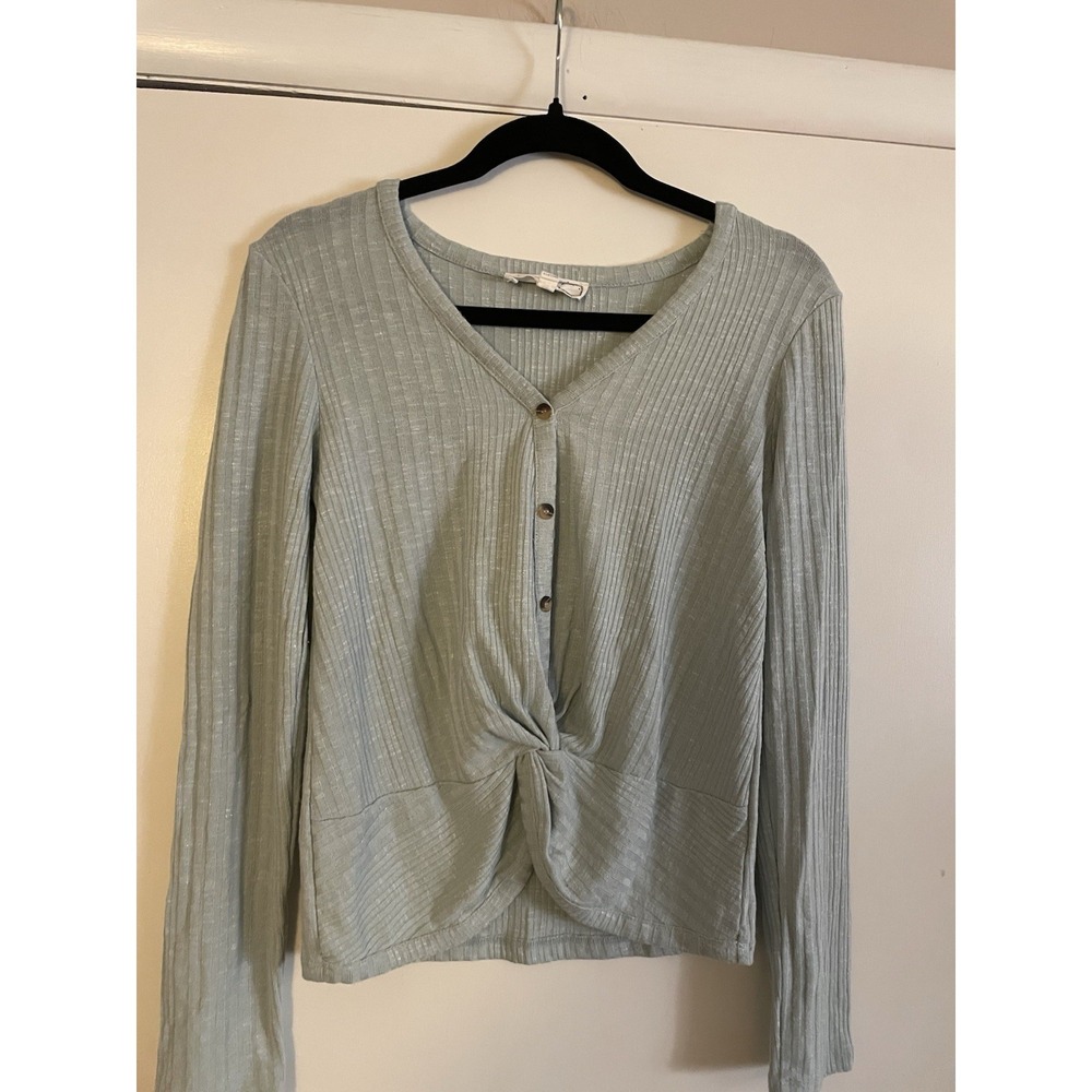HIPPIE ROSE  Front Tie‎ Waist Ribbed Crop Top XS